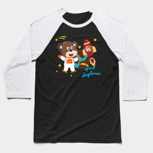 Space bear or astronaut in a space suit with cartoon style Baseball T-Shirt